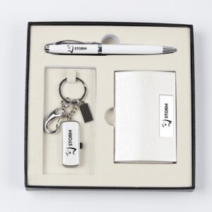 Elegant Card Holder & Pen Gift Set with USB